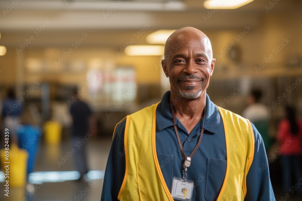 Portrait of a school janitor in high school Portrait of a school janitor in high school
