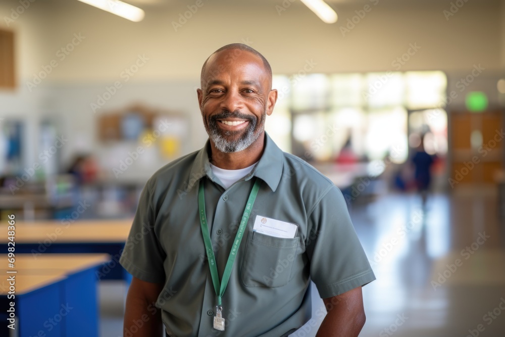 Obraz premium Portrait of a school janitor in high school