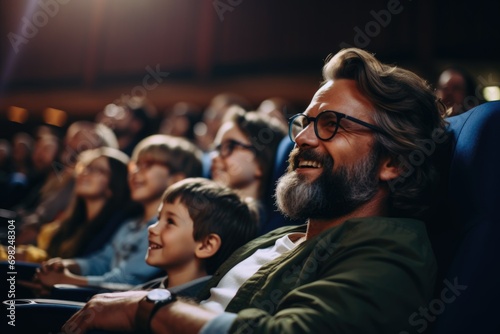 Family Enjoying a Movie Together at the Cinema