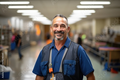 Portrait of a school janitor in high school photo