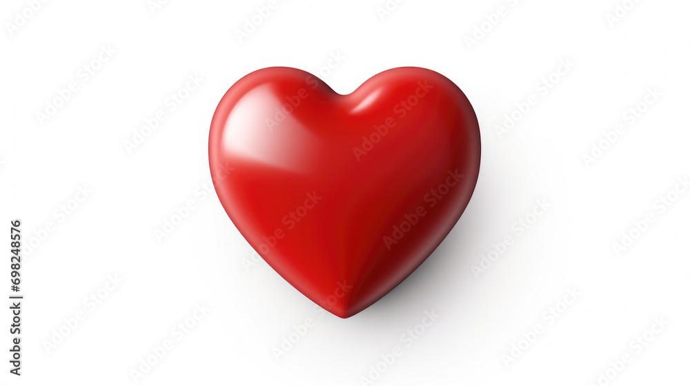 Red heart-shaped object placed on white surface. Suitable for various romantic themes and Valentine's Day designs.