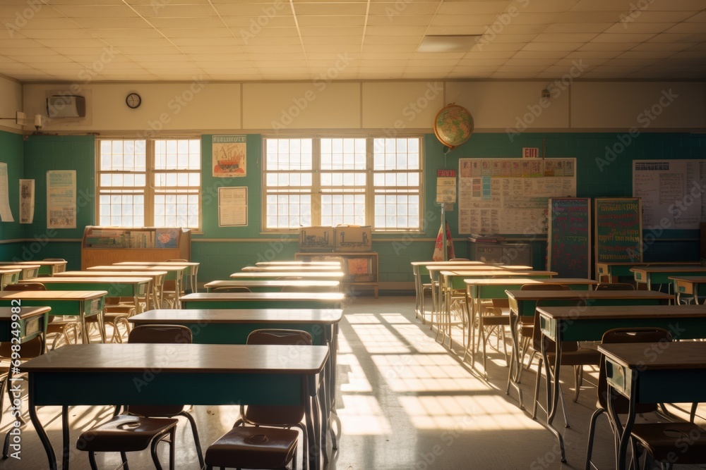 Interior of a empty classroom in elementary school