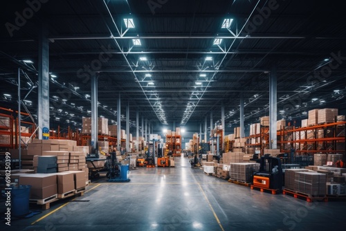 Interior of a large warehouse photo