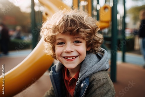 Portrait of a young little boy at the playground
