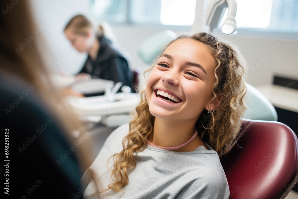 Portrait of a smiling young girl in the dentist office Portrait of a smiling young girl in the dentist office