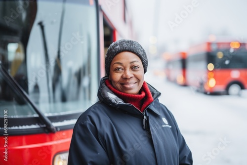 Portrait of a middle aged female bus driver © CojanAI
