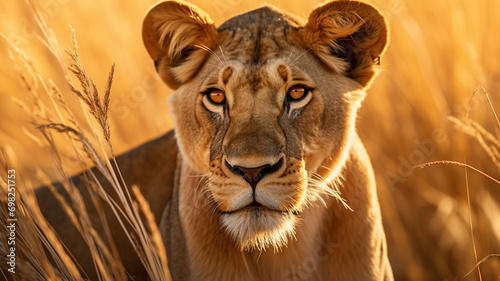 lioness in the African savannah 