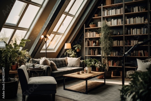 Loft Style Living Room with Large Windows