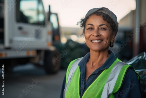 Portrait of a smiling middle aged construction worker photo