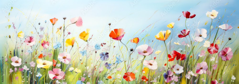 Field of flowers as illustration background