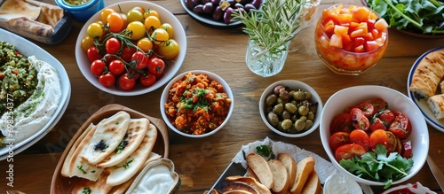 Combine assorted mezze for an ordered platter. photo