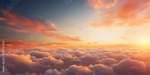 Sky with clouds during sunset clouds and blue sky , Beautiful colored cloudy evening sky. sky with clouds at sunset Generative Ai © Ubaid