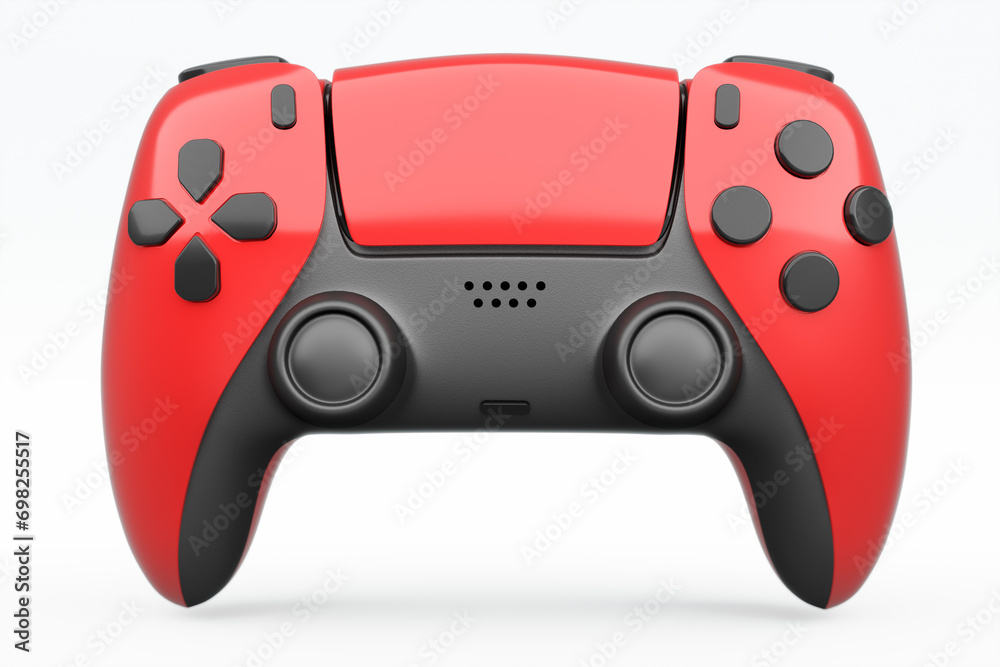 Realistic red video game joystick or gamepad on white background Realistic red video game joystick or gamepad on white background
