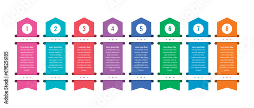 ribbon arrows infographic template. eight step informational template. business, annual report, magazine, web, internet infographic template