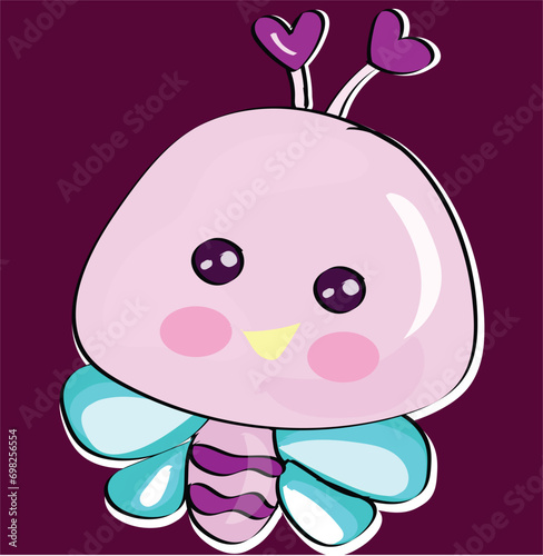 Vector of a cute little butterfly on a purple background