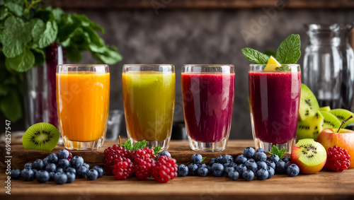 Fresh juice from various fruits and berries mixed