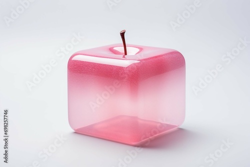 Beautiful pink apple in the box on white background. create using generative AI tool