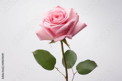 Pink rose flower on white background. create using generative AI tool