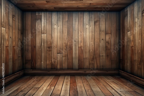 An empty wooden room, serene and waiting for purposeful design