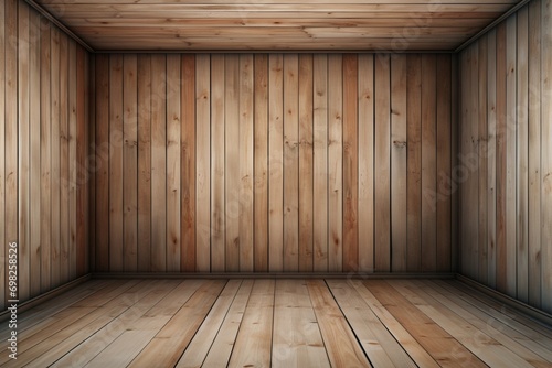 Serene emptiness the interior of a silent and spacious wooden room