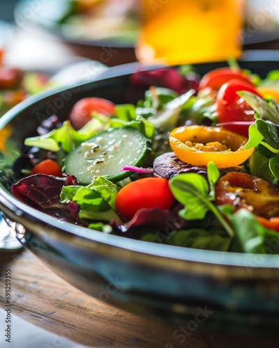 closeup of delicious salad bowl, a feast for health, Generative AI