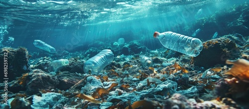 Ocean environment polluted by plastic waste.