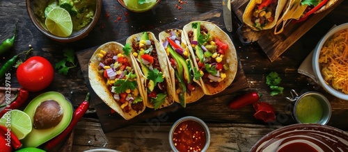 Mexican dish on board - tacos.