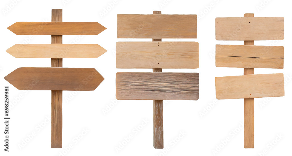 wooden signs - isolated on transparent background wooden signs - isolated on transparent background