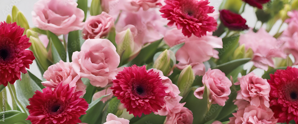 Celebration of Blooms: Vertical Floral Background with Vibrant Red and Pink Petals, Perfect for Decorative Patterns and Romantic Designs - Bouquet of Rink and Red Flowers Celebration of Blooms: Vertical Floral Background with Vibrant Red and Pink Petals, Perfect for Decorative Patterns and Romantic Designs - Bouquet of Rink and Red Flowers