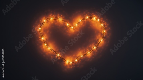  a heart made out of string lights in the shape of a heart with a string of lights in the shape of a heart.
