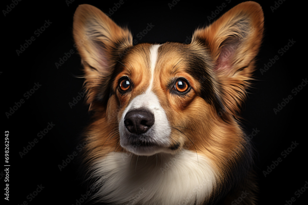 Portrait of a Corgi against a black background Portrait of a Corgi against a black background