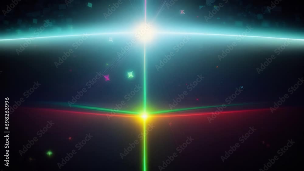 Vidéo Stock Abstract light rays passing through a prism with multi ...