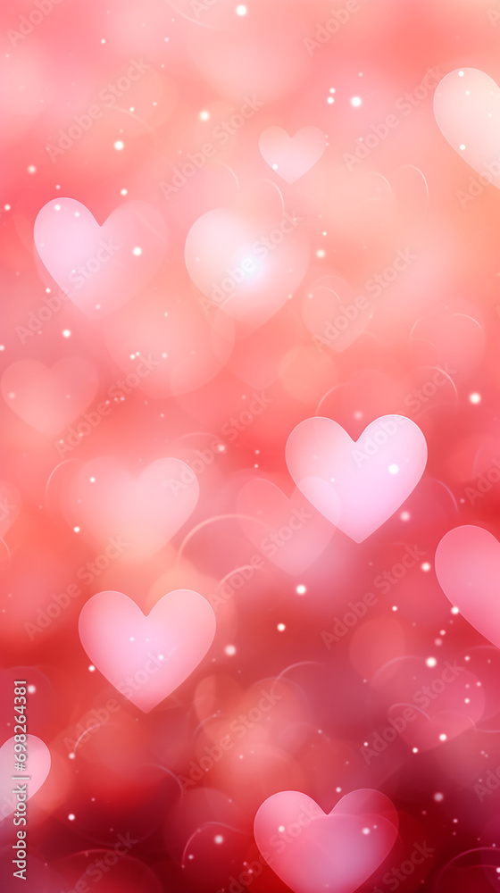 pink background hearts wallpaper with bokeh for Valentine's Day