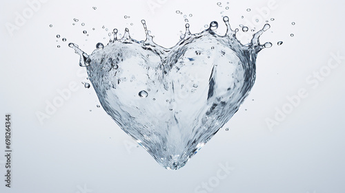 pure flow of splashed water in the shape of a heart