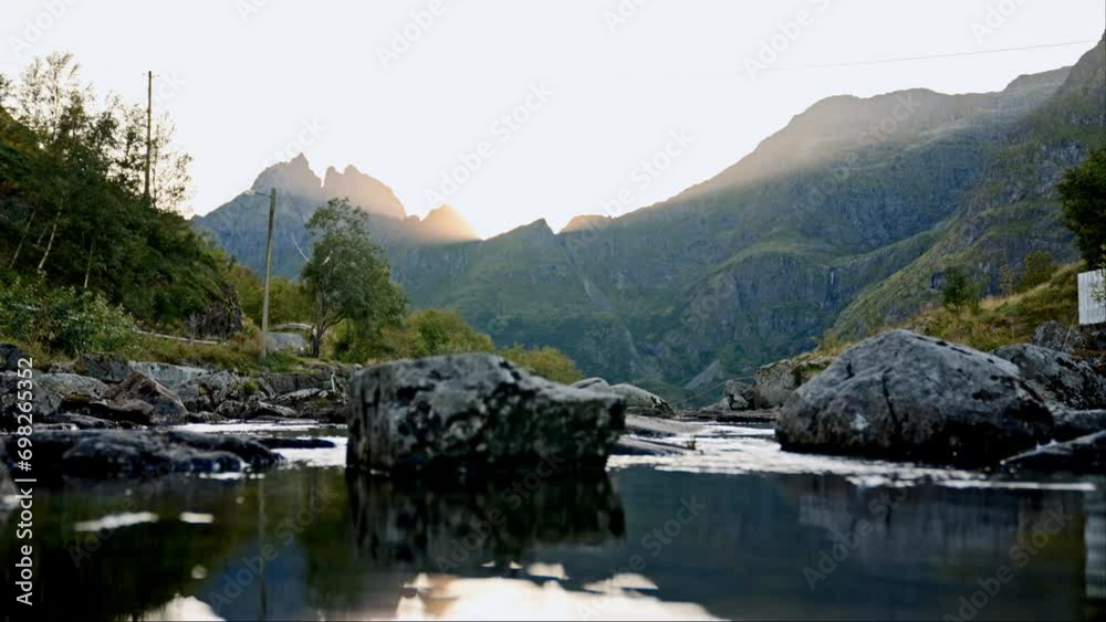 Scenic Lake Nestled Among Mountains And Rocks Scenic Lake Nestled Among Mountains And Rocks