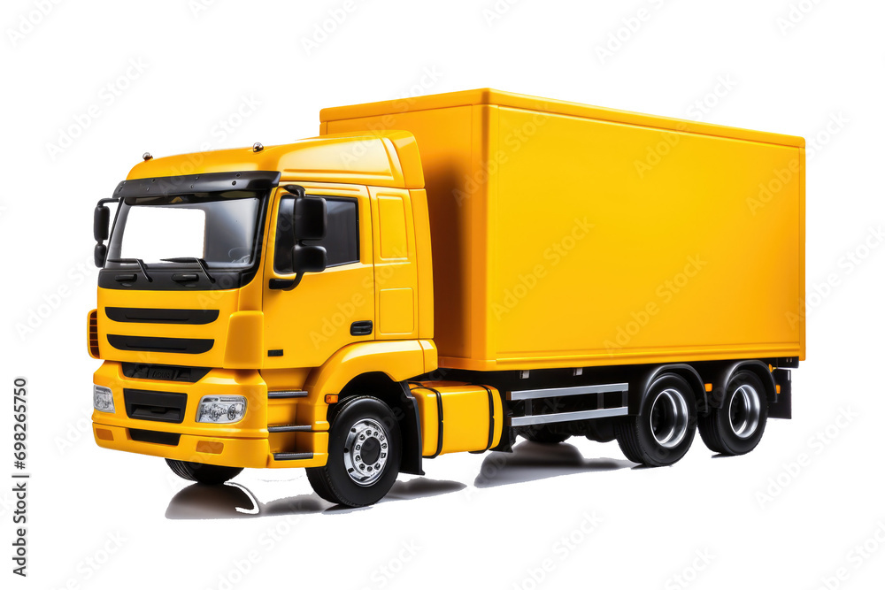 Yellow cargo truck on transparent background PNG