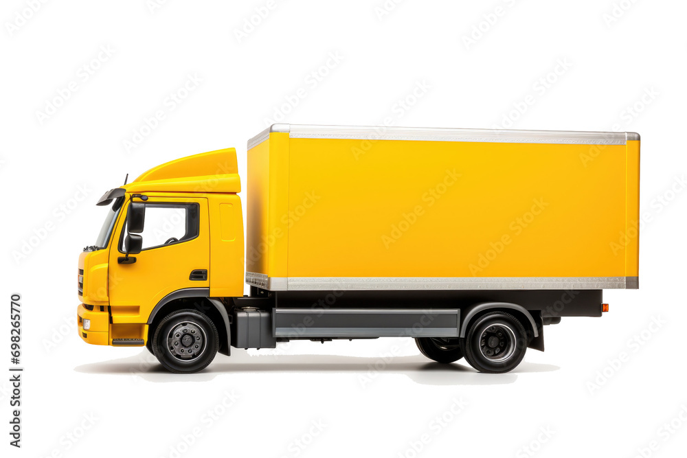 Yellow cargo truck on transparent background PNG Yellow cargo truck on transparent background PNG