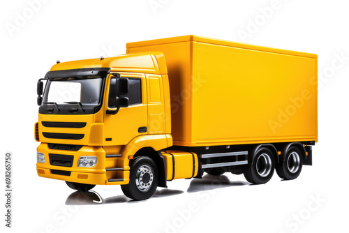 Yellow cargo truck on transparent background PNG
