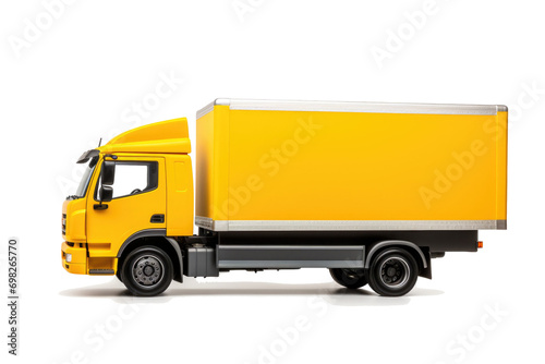 Yellow cargo truck on transparent background PNG