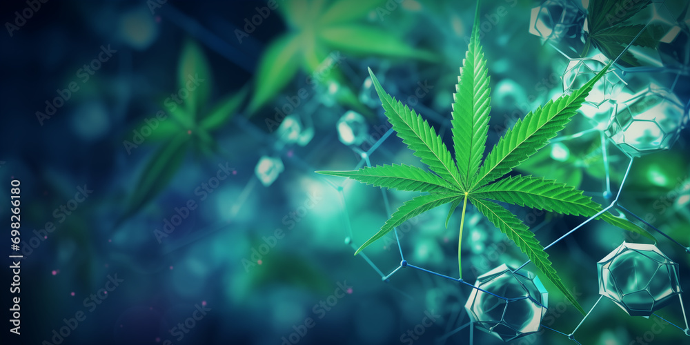 concept of medical cannabis treatment - obrazy, fototapety, plakaty 