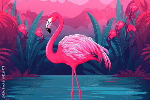 Flamingo art illustration background 
