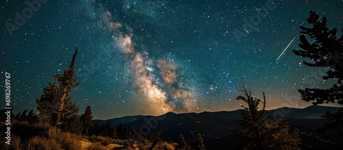 Summer Perseids Meteor Shower featuring Milky Way in Oregon's Cascade Siskiyou National Monument, Ashland. photo
