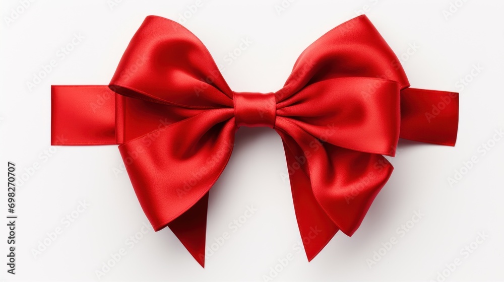 a close up of a red bow on a white background with a clipping path to the top of the bow. a close up of a red bow on a white background with a clipping path to the top of the bow.