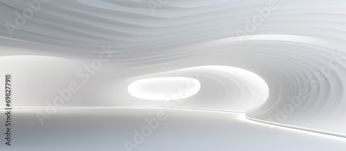 3D geometric abstract wave futuristic light white background. 3d tunnel background. Halway background.  alleyway background. 