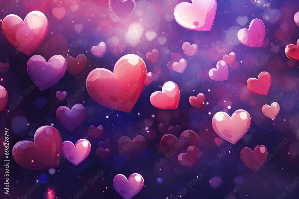 pink hearts texture on violet background