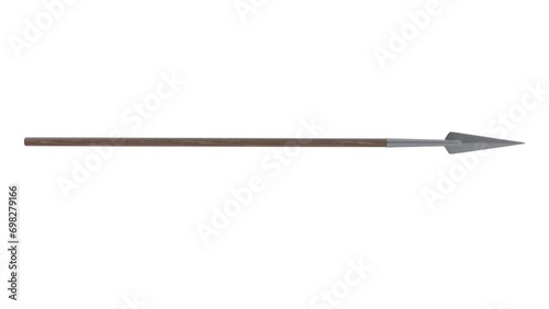 Medieval battle spear isolated on transparent and white background. Knight concept. 3D render photo