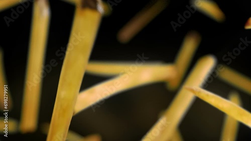 French fries fly spin slow motion alpha key stock video