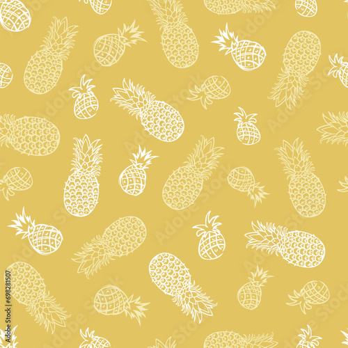 Vector beige tropical pineapple seamless pattern background. Perfect for fabric, scrapbooking, wallpaper projects.
