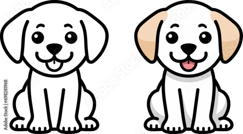 labrador puppy dog cute cartoon happy vector logo