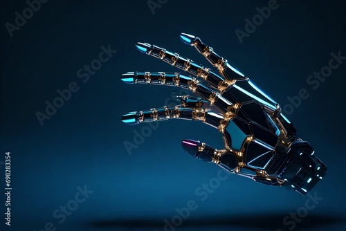 Futuristic robot hand reaching for something isolated cutout on transparent photo